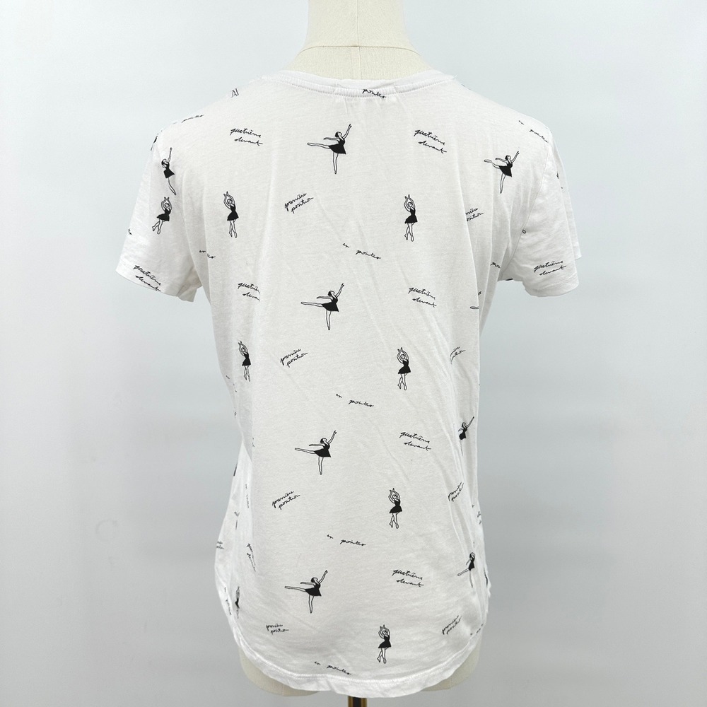 Stradivarius Ballet‎ Dancer Graphic Tee — French Script Print — White T-Shirt S - Picture 5 of 8